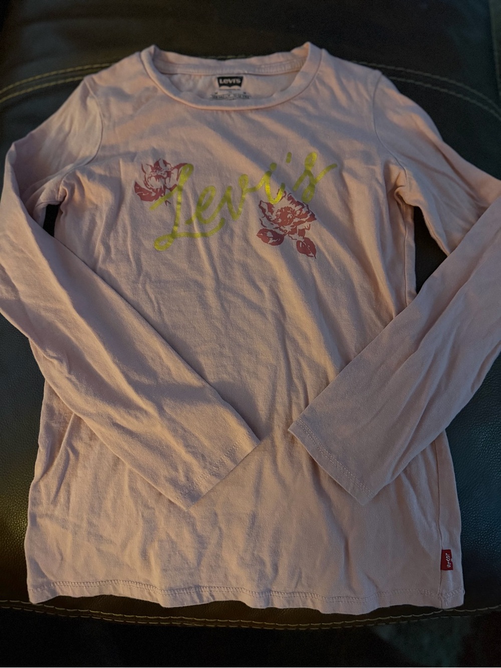 Levi's Light Pink Long-Sleeve Tee with Floral Logo